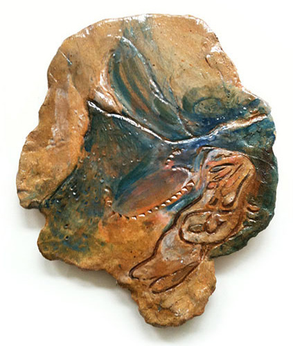 Isle of fungi  mother 41x34cm glazed stoneware 2011